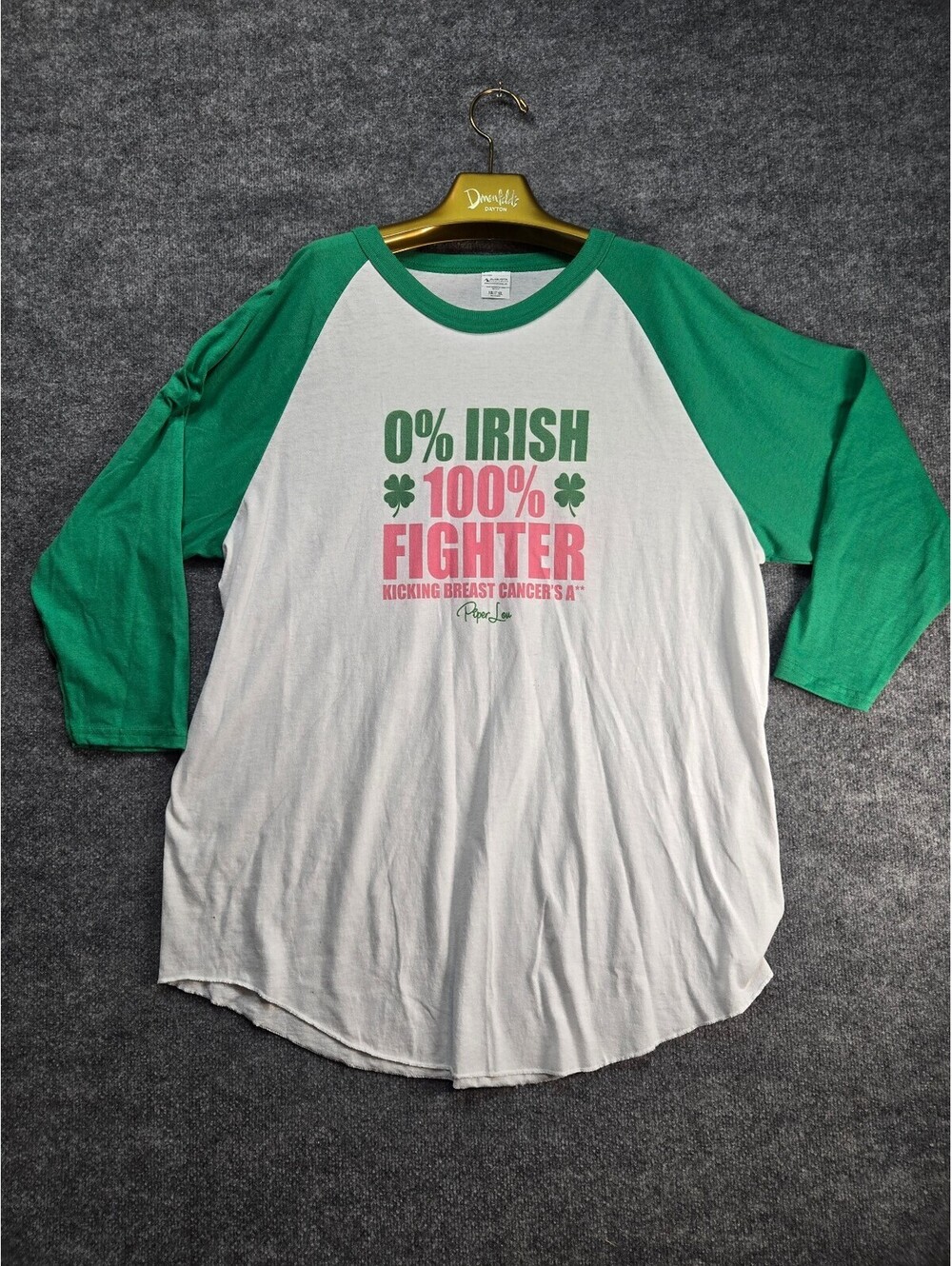 Augusta Sportswear Adult 3XL Raglan Sleeve T-Shirt 0% Irish 100% Fighter